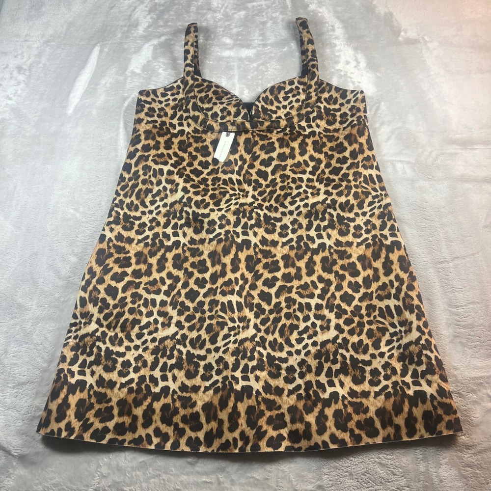 NWT Dhruv Kapoor Anthropologie Women's Med Mini Dress Leopard Print
